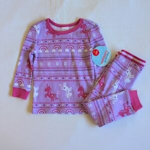 NEW watson's lilac fair isle unicorn thermal ribbed matching set 12 months baby